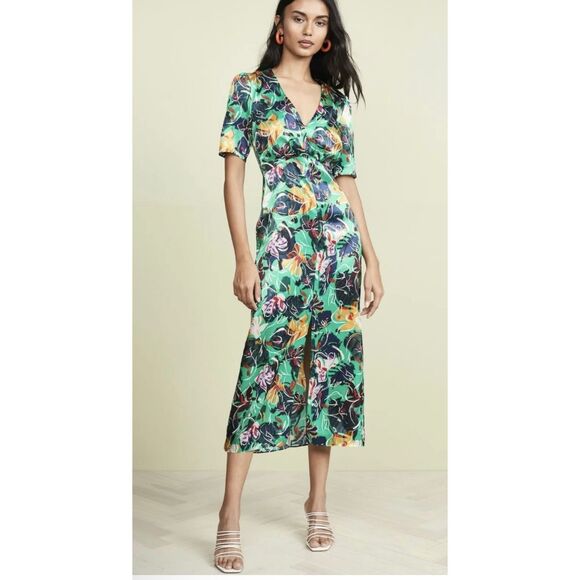SALONI Women’s 8 Eden Emerald King Cup Dress Floral 100% Silk NEW MSRP $695 - Picture 1 of 10